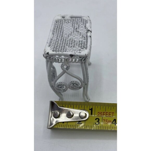 Vintage White Wire Wicker Table For Miniature Dollhouse Porch Miniature READ - Picture 7 of 11